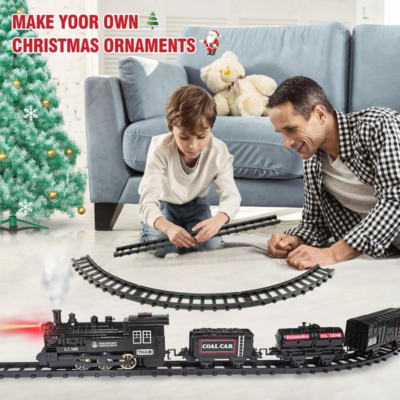 OCHIDO Train Set - Electric Train Toy Gift for Boys Girls,with Railway Kits,Steam Locomotive,Transport Vehicle &Tracks, Light,Smokes & Sound,Christmas Train Gifts for 3 4 5 6 7 8+ Year Old Kids - Image 4
